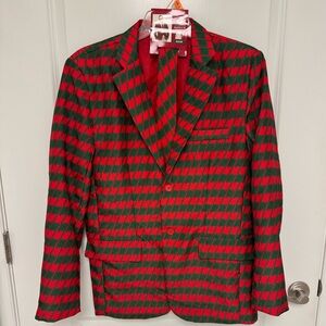 DEC.25th Blazer & Tie Size Medium 38 - 40 Red & Green Christmas Holiday Party